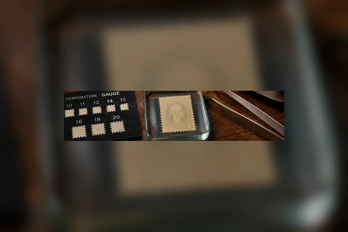 stamp perforation measurement editorial philatelic scene